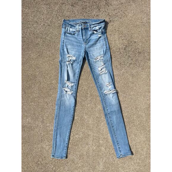 American Eagle Pants Women Size 2 X-Long Distressed Next Level Stretch Jegging - Picture 1 of 7